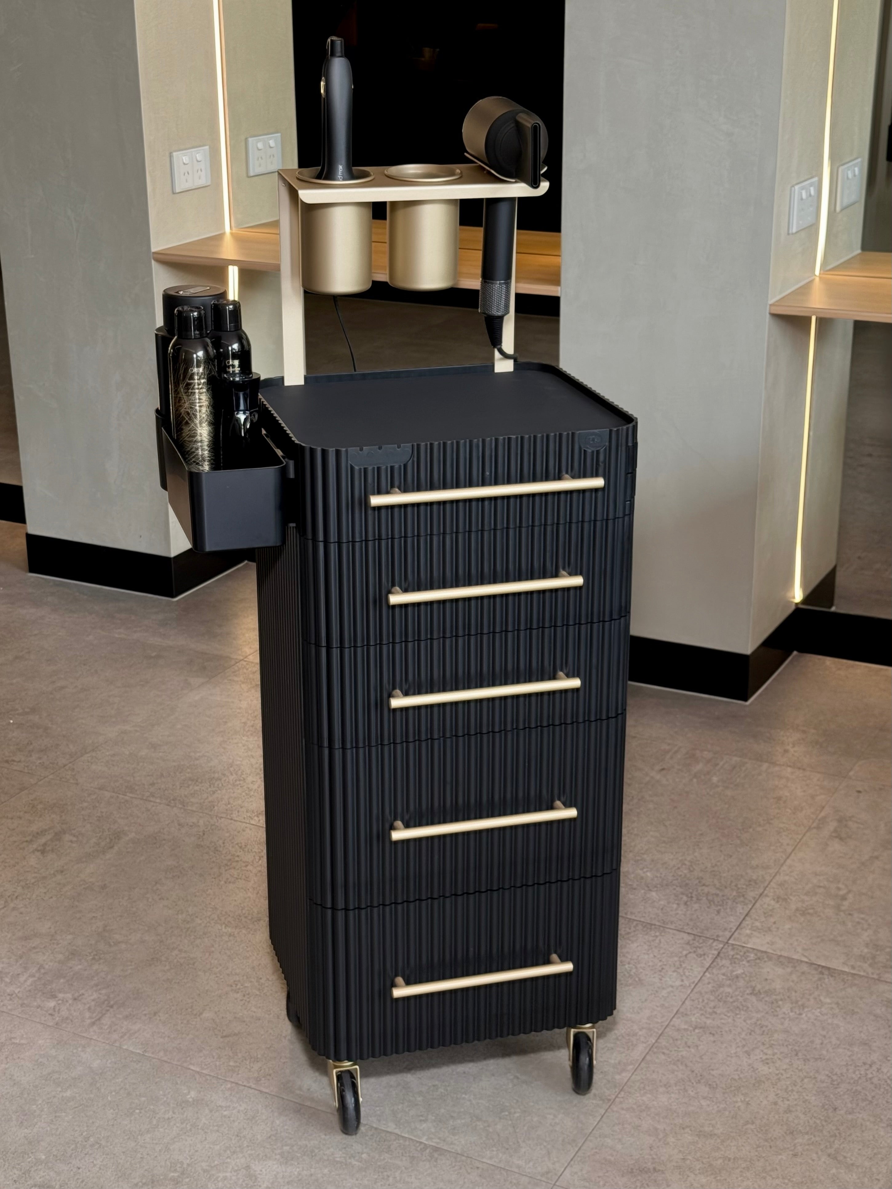 Onyx & Champagne Gold - Pro Stylist Trolley