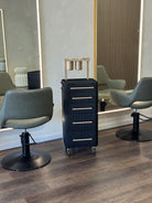 Onyx & Champagne Gold - Pro Stylist Trolley Salon Tools In Salon Install