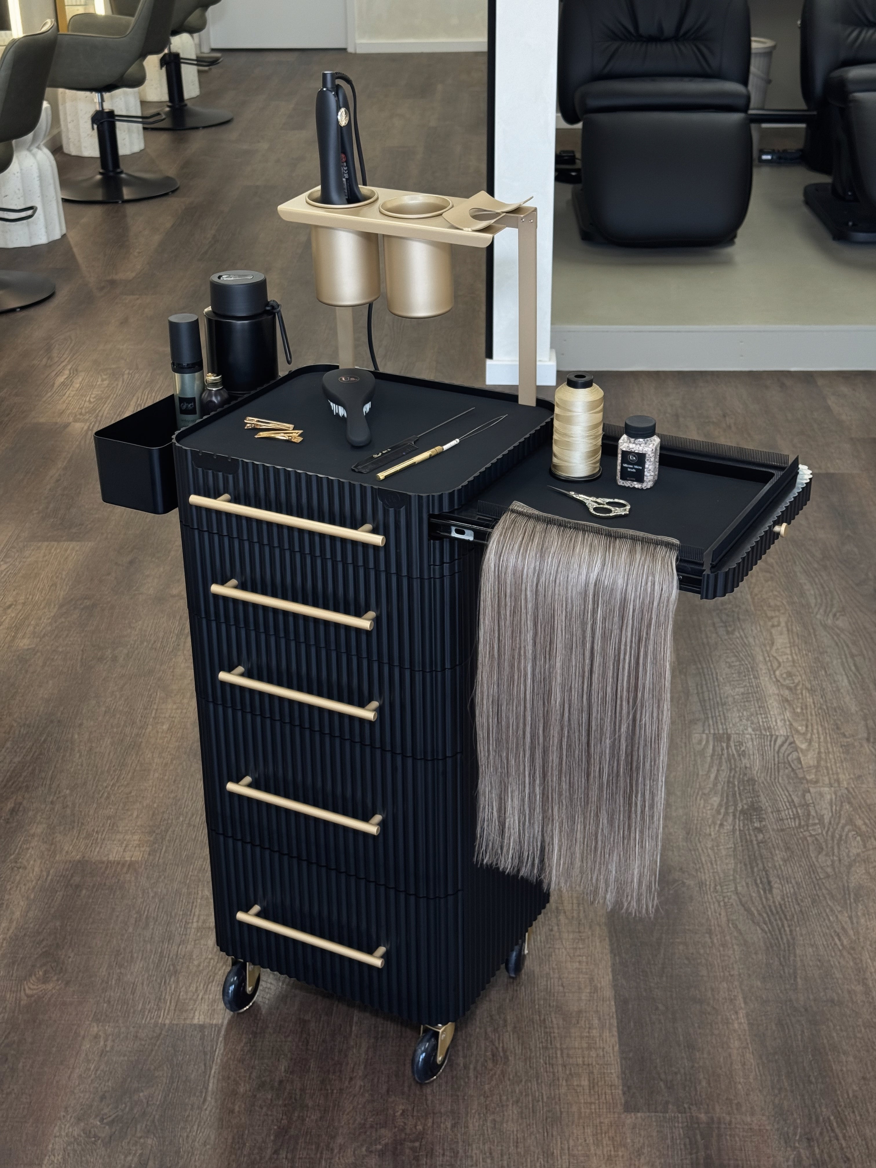 Onyx & Champagne Gold - Pro Stylist Trolley Salon Tools In Salon Weave